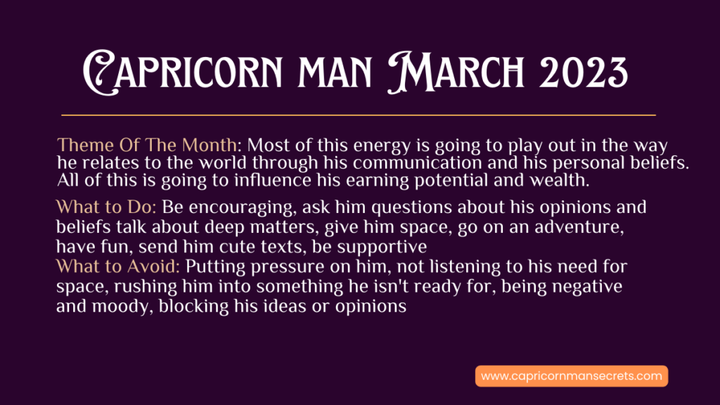 Capricorn Man Horoscope For March 2023 Capricorn Man Secrets