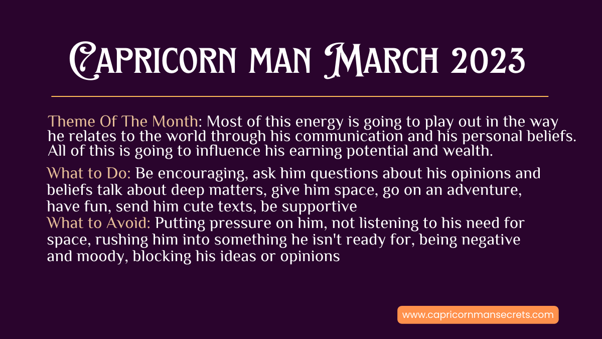 capricorn man horoscope for march 2023